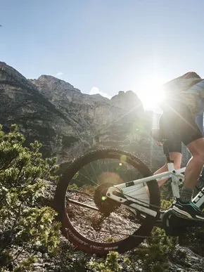 Mountainbike durante una vacanza in Bici nelle Dolomiti